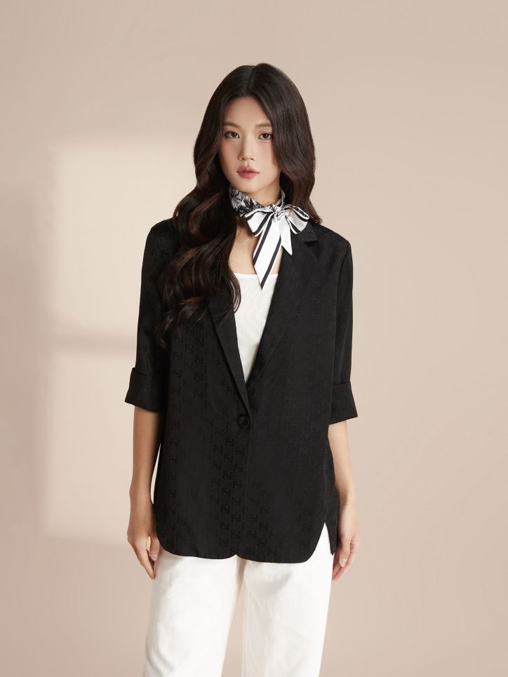 Áo Vest lụa tơ tằm cổ hai ve liền