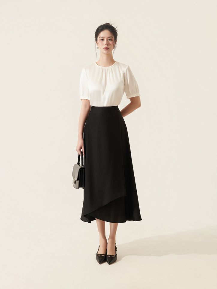 Chân váy lụa tơ tằm cạp dệt liền