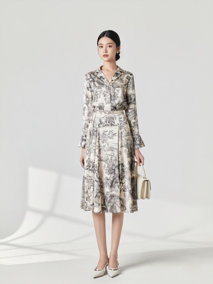 Chân váy lụa nhân tạo 2 lớp dáng vừa