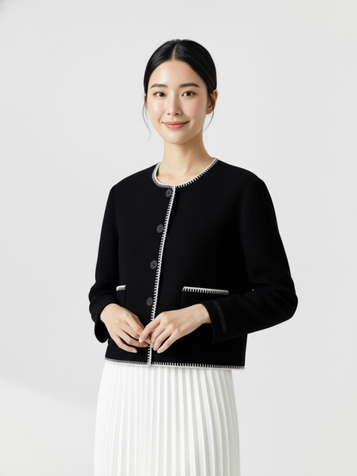 Áo vest dạ khâu tay cổ tròn