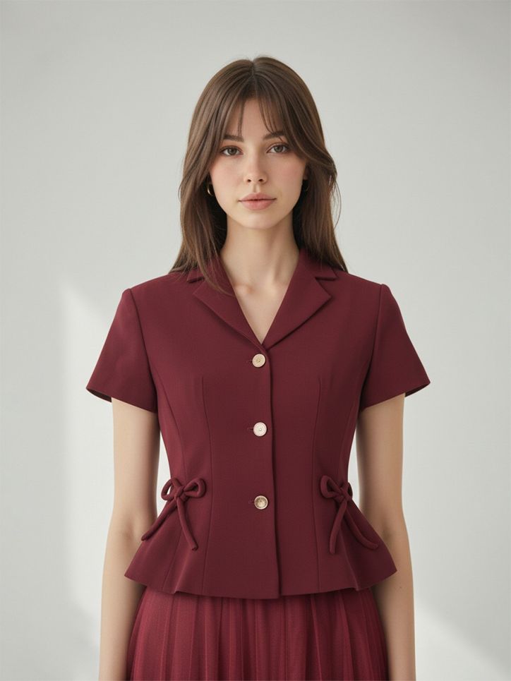 Áo ký giả đính nơ trang trí