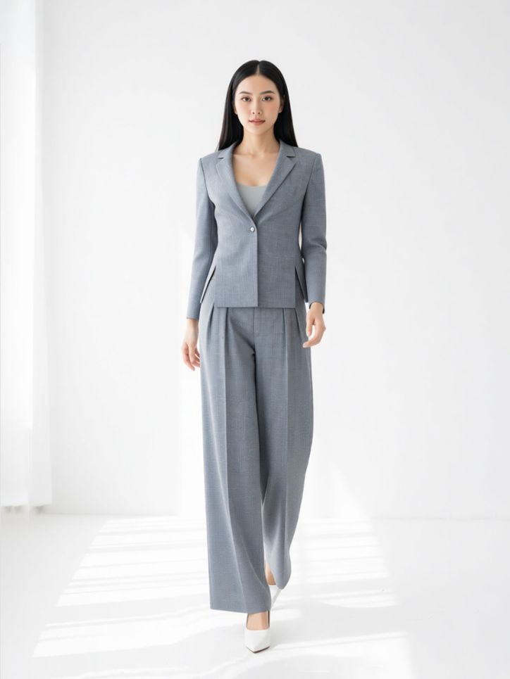 Quần ống suông tuytxi cạp rời quai nhê