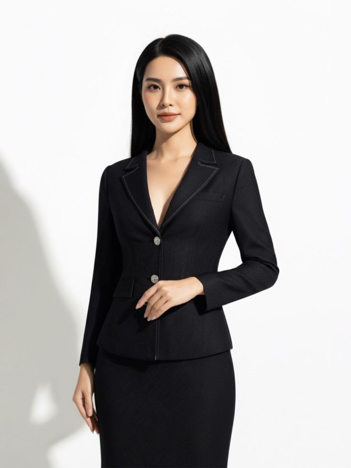 Áo vest denim 2 lớp dáng vừa