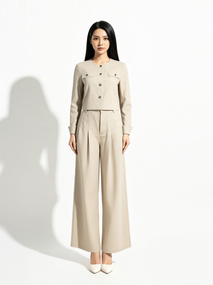 Quần ống suông khaki 