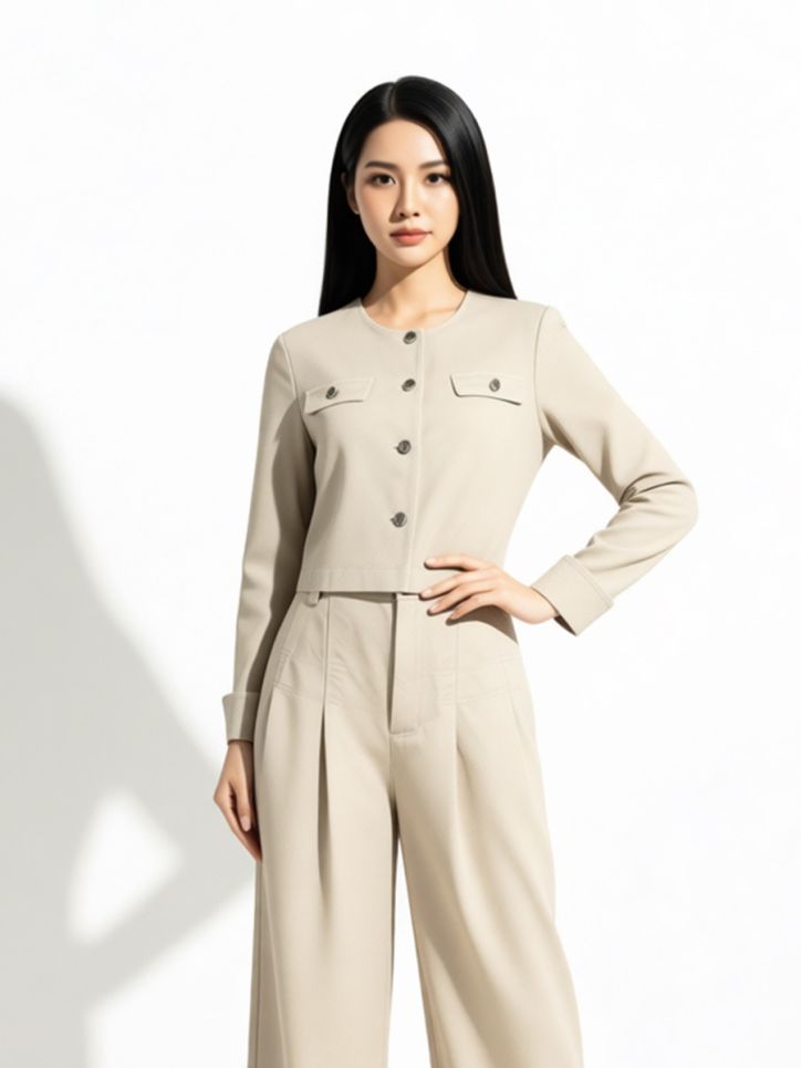Áo vest khaki 2 lớp dáng lửng