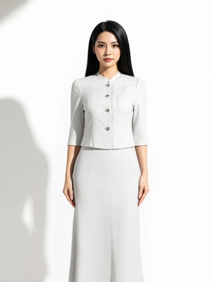 Áo vest khaki 2 lớp cổ tàu