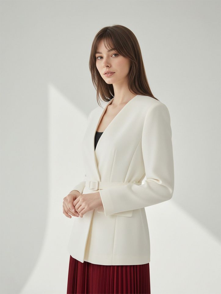 Áo Vest dáng vừa dây lưng rời