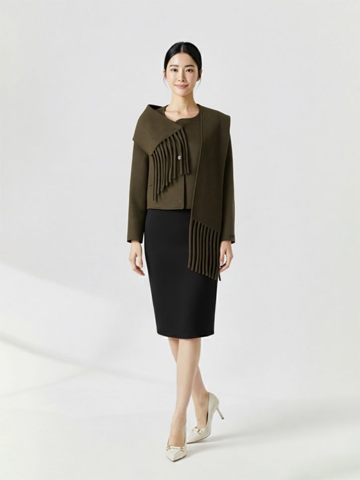 Áo Vest khâu tay kèm khăn quàng cổ