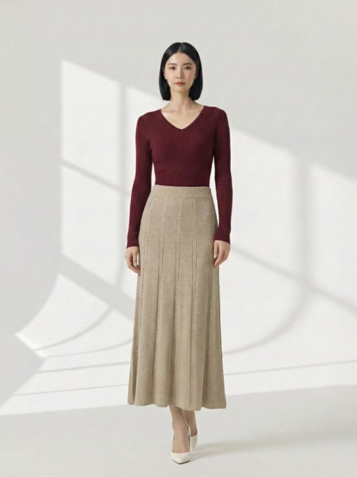 Chân váy len cạp chun