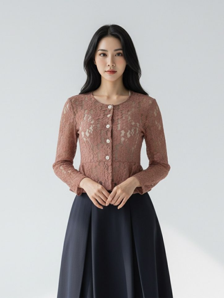 Áo ký giả ren dáng vừa