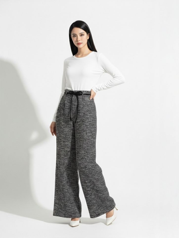 Quần ống suông dạ dây lưng rời