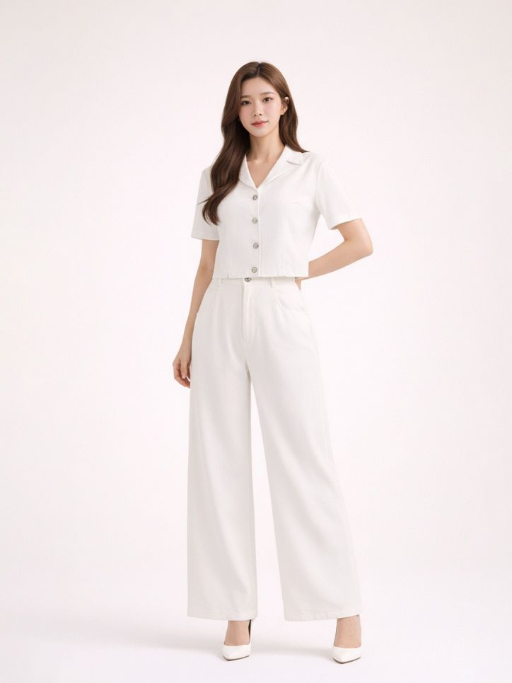 Quần ống rộng vải đũi cạp rời