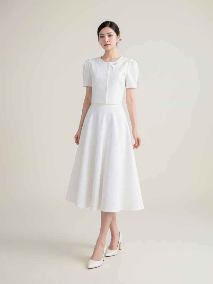 Chân váy vải xốp dáng xòe 2 lớp