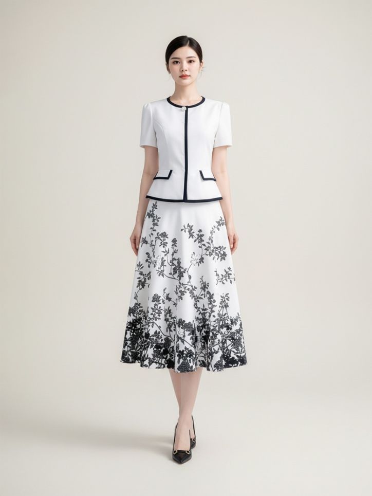 Chân váy tuytxi in hình trang trí