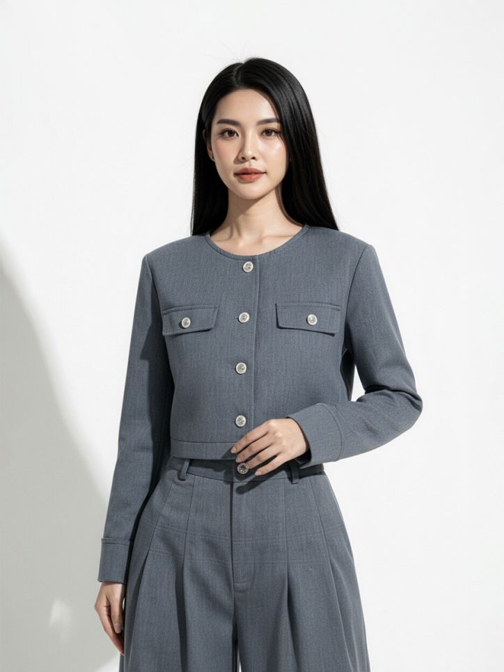 Áo Vest đính cúc trang trí